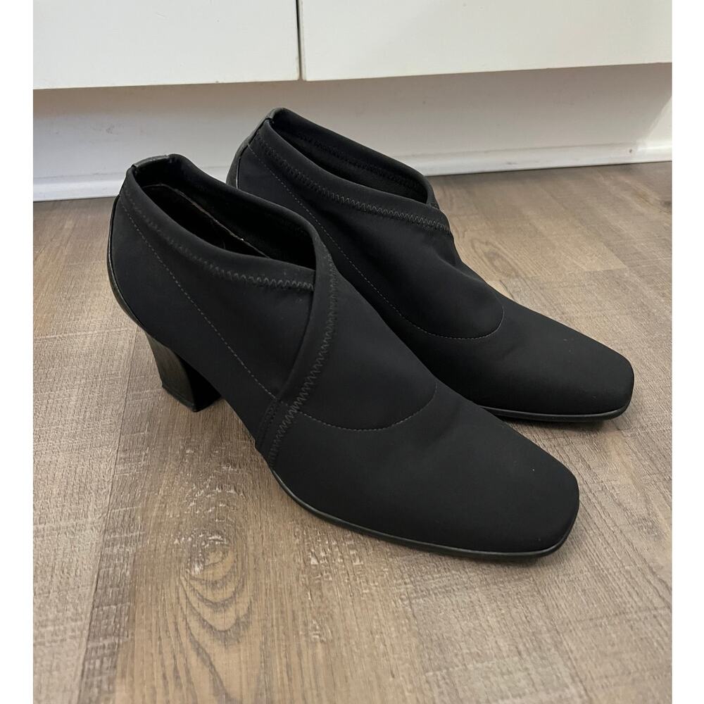 Donald J. Pliner Reya Black Booties Stacked Block Heel